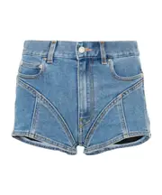 bi-material denim shorts 28 blue