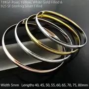 Cuff Bangle Real 925 Sterling Silver 18k Gold Filled Solid Multi Size Bracelets