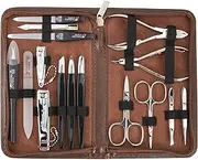 3 Swords Germany - brand quality 16 piece manicure pedicure grooming kit set for professional finger & toe nail care scissors clipper fashion leather case in gift box, Made in Solingen Germany (02648)