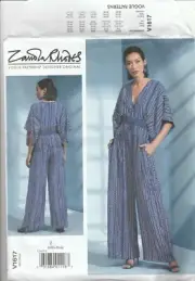 Vogue Sewing Pattern V1617 Miss Zandra Rhodes Deep V Neck Jumpsuit Sz 16-22