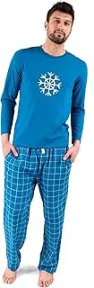 [Leveret] Mens Cotton Top & Flannel Pants 2 Piece Pajama Set (Size Small-XX-Large)