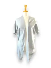 New $248 EILEEN FISHER Silk Blend Long & Open Cardigan Sweater Light Gray sz S/M
