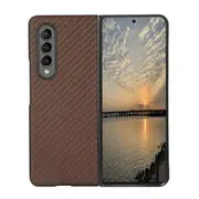 For Samsung Galaxy Z Fold4 5G Carbon Fiber Texture Leather Phone Case Pu Material Brown Other Mobile Accessories