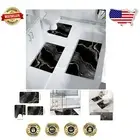 Stylish 3-Piece Black and Gold Bath Mat Set - Water Absorbent & Machine Washable