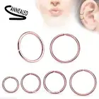 2pc Rose Gold Plated Surgical Steel Seamless Hoop Labret Septum Tragus Nose Ring