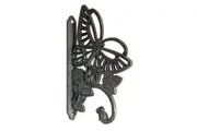 Mr Gecko Cast Iron Hand Made 1 Hook Plant Hanger Butterfly Antique Rust