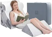 4PCS Bed Wedge Pillow Set, Wedge Pillow for Sleep, Adjustable Wedge Pillow for Back, Neck, Leg Support, Acid Reflux, Stomach Ulcers. Memory Foam Reading Pillow, Orthopaedic Pillow with Travel Bag