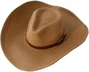 [YUUSONSM] Sunhat Sun Hats, Straw Cowboy Beach Sun Hat Unisex L/M Light Curry for Gardening Camping Beach Outdoor Activities