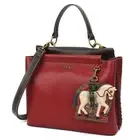 NEW Chala Satchel Crossbody Tote Burgundy Red Pleather HORSE Coin Purse gift