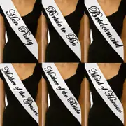 Mother Of Groom White With Black Satin Bride Sash Bachelorette Sashes Bridal Shower Hen Night Wedding PARTY 10col