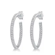 1.5mm D Color Moissanite Hoop Earrings for Women Wedding Party Jewelry with GRA