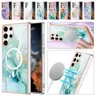 For Samsung Galaxy S23 S22 S21 S20 A54 A34 Marble Case Shockproof Magsafe Cover
