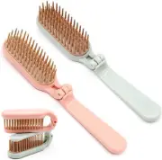 2Pcs Folding Hair Brush Hair Comb Portable Mini Massage Hair Brush Anti-Static A