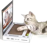 YXTKJ Cat Scratcher, Interactive Cat Laptop Toy with Furry Mouse, Foldable Pet Toys Cardboard Cat Scratching Board