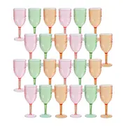 24PK Lemon & Lime Moroccan Deco Plastic Wine Goblet 400ml Assorted Colours