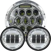 Motorcycle Headlight 7 inch LED Motorcycle Headlight Hi/low Beam with DRL 30W Fog lamp 4.5” Auxiliary Lights E
