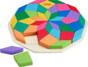 Fisher-Price Wood Toy Mandala Puzzle with Geometric Design 41 Wooden Pieces New