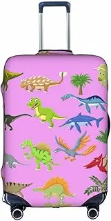 [pvinnk] Cartoon Dinosaur Images Print Protective Luggage Cover Elastic Washable Suitcase Travel Gear Protector, White, Small