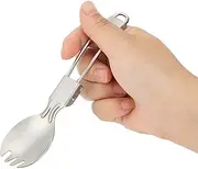 DZRZVD Camp Foldable Flatware - Stainless Steel Spork - Folding Handle Spork - Ultralight Utensils for Backpacking/Hiking/Camping - 1 oz
