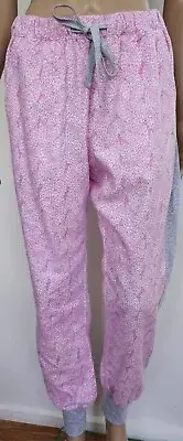 PETER ALEXANDER PJS Womens Pink Grey Cotton Flannelette Pants Size S/XL BNWT PJ