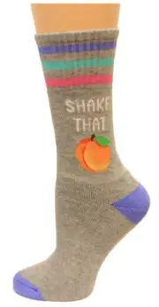 Hotsox Womens Shake That Peach Socks, Grey, 1 Pair, Womens Shoe 4-10