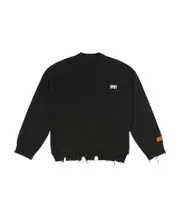 Heron Preston Logo Embroidered Distressed Knitted Jumper S Black