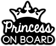 Princess on Board Decal Vinyl Sticker| Cars Trucks Vans Walls| White | 6 In| 509