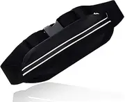 Slim Running Belt for Women Men, Runners Fanny Pack Phone Holder, Run Pouch Waist Belt for Workout Jogging, Money Belt Running Gift Gear Accessories (Black)