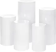 5PCS Wedding Round Plinth Cylinder Pedestal Flower Cake Display Stand with Balloon Set White