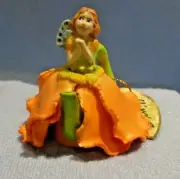 KHIEN CERAMICS MINIATURE ORANGE POPPY FAIRY TEAPOT F-2