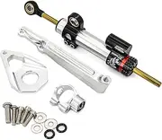Yemanren-KK Motorcycle Handlebar Stabilizer Steering Damper Bracket Mount Kit For Honda CBR600RR CBR 600RR CBR 600 RR 2005 2006 (Silver Set)