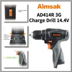 AIMSAK 韓國 AD414R 3G 無繩充電鑽驅動器 14.4V(無充電器,無電池)3 步電池電源皮帶夾 LED 燈