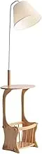 Standing Lamp Vintage Dimmable Floor Lamp Wooden Vertical Lamp Log Storage Floor Lamp Suitable for Living Room Study Bedroom Bedroom Lamp