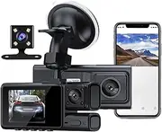 3 Channel Dash Cam Motion Detection HD 1080P Driving Recorder G-Sensor Night Vision Front Rear Inside Camera 24H Parking Monitor(with WiFi)