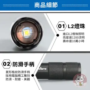 [超高流明]L2強光手電筒 充電手電筒 防身手電筒 伸縮手電筒 變焦手電筒 戰術電筒 手電筒 工作燈 露營燈【吉來小舖】