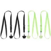 4Pcs Smart Phone Lanyard with 4 Patches, Black/Light Green (73-50cm)