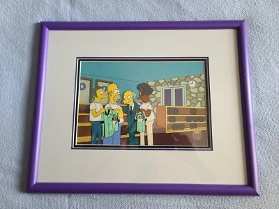 The Simpsons RARE Original Framed Cartoon Production Cel "Team Homer" S7 E12