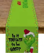 Merry Christmas Table Runner Green Xmas Plaid Holiday Party Decor Kitchen Dining