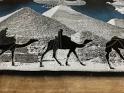 Rare Authentic Hand Painted Ancient Egyptian Papyrus-King tut & wife in a board