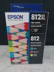 Epson 812XL Black Cyan Magenta Yellow Ink Cartridge 4-Pack Sealed Box Exp 5/20
