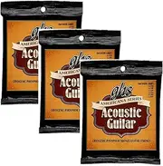 GHS Strings S425 Americana Series Phosphor Bronze Acoustic Guitar Strings, Light, 3 Sets of S425