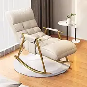 Rocking Chair Accent Glider Lounge Chair Armchairs Living Room Bedroom Occasional Chairs Backrest 5 Positions and Soft Padded Cushion (Color : Beige B)