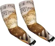 [FHEDVBN] Piano Violin Music Notes Arm Sleeves Compression Arm Covers for Men Women Outdoor Sun Sleeves Cooling Sports Sleeve, Black