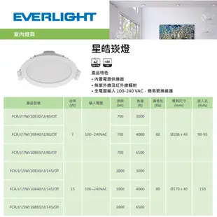 EVERLIGHT 億光 LED 星皓崁燈 7W 9公分 15W 15公分