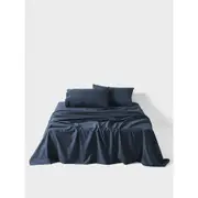 Linen House Australian Cotton Sheet w/ Pillowcase Home Bedding Set - Navy