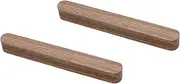 Pull Handle 2Pcs Straight Wardrobe Door Solid Wood Drawer Cabinet Handle Beech Walnut Wood Handle 128Mm Black Walnut