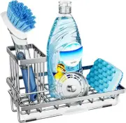 Consumest Sink Caddy, Kitchen Sponge Holder with Dish Brush Medium, A-silver
