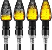 4 Pieces Motorcycle Signal Lights Indicators Flowing Turn Stop Signal Blinkers Front Rear Lights 14 LED 12V Motorbike LED Indicator Amber Lamp Mini Stalk Arrow for Motorcycles