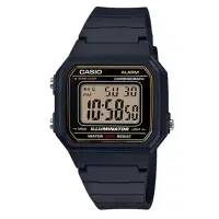 在飛比找momo購物網優惠-【CASIO】方形機能性設計感電子錶-金面(W-217H-9