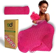 SolDove African Net Sponge Authentic African Net Exfoliating Shower Sponge Exfoliate Skin Back Scrubber Smoother Skin Pink Color